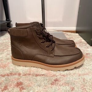 Club Room Brown Leather Chukka Moc Toe Boots